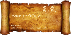 Roder Uránia névjegykártya